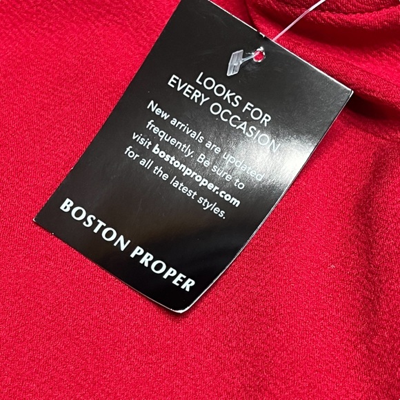 Boston Proper Solid Zippered Front Sleeveless Collared Dress Red NWT size Large - Picture 2 of 8